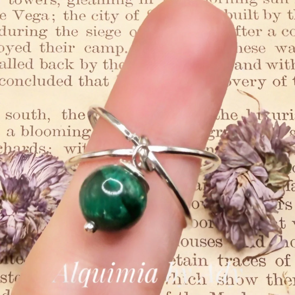 Statement silver malachite  ring